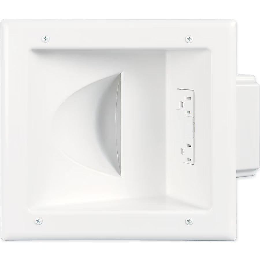 Cooper multimedia plate with surge-protected 15A duplex outlet and cable organizer, wiring device for electrical installations