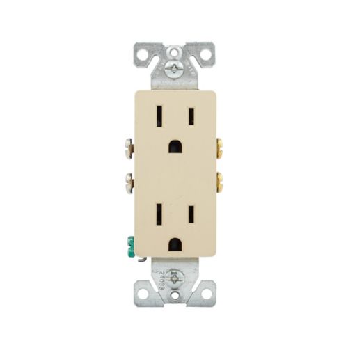 Eaton 15A Decorator Duplex Receptacle in Ivory- 125V - Cooper