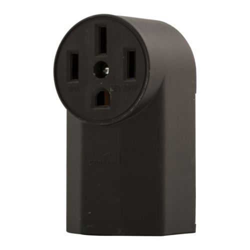 Eaton Cooper NEMA 14-50R 50A 125/250V surface mount power receptacle for wiring devices, showing prongs and mounting surface.