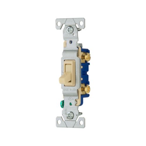 Eaton 15A Single-Pole Toggle Switch in Ivory, 120V - Cooper