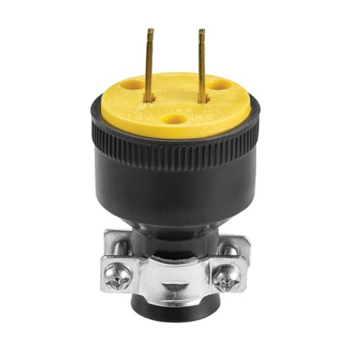 Cooper Eaton 15A-125V straight blade plug with two wires, non-grounding, for electrical wiring and power connection.