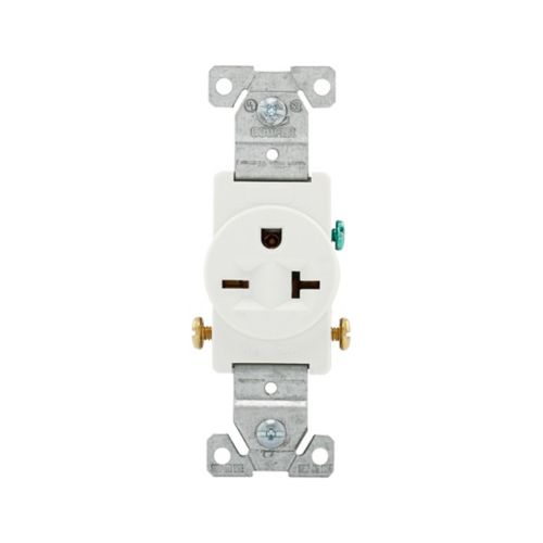 Eaton Commercial Spec Grade 20A Single Receptacle- 250V in White - Cooper