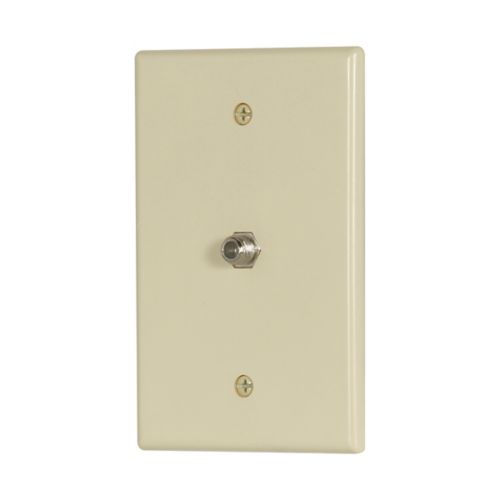 Cooper Eaton 1-Gang Midsize Ivory Indoor Coaxial Adapter with wall plate for wiring devices installation.