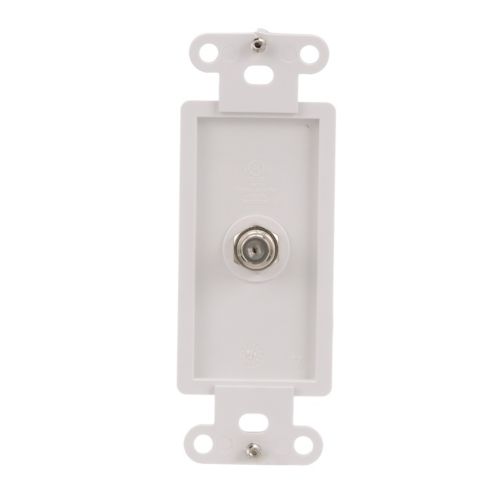 White Eaton Type F coaxial adapter by Cooper for wiring devices, showcasing its compact design and connection ports.