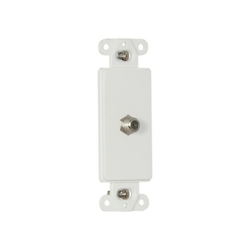 White Eaton Type F coaxial adapter by Cooper, wiring device for connecting coaxial cables with secure fit.