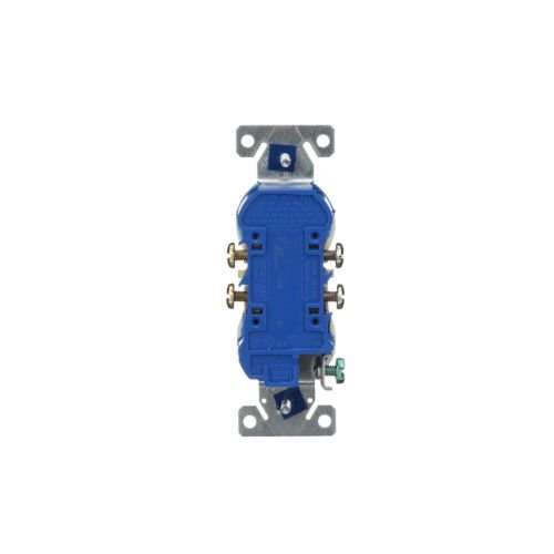 Light almond Eaton 15A duplex receptacle by Cooper, residential wiring device, shown in box of 10 for electrical installations.