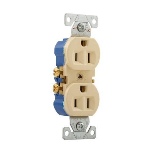 Eaton 15A Residential Grade Duplex Receptacle in Ivory- 125V - Cooper