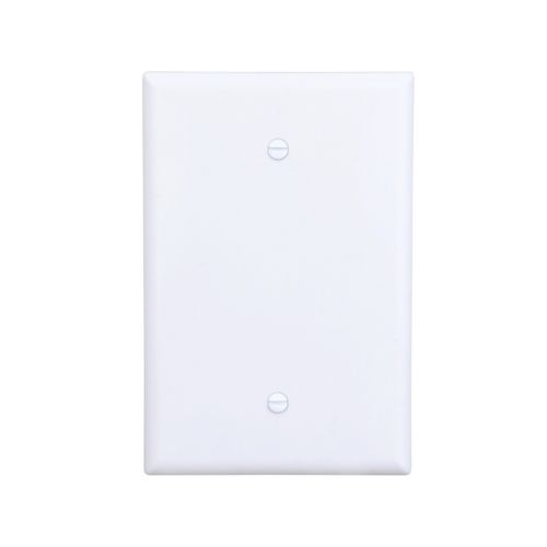 White Eaton oversized blank wallplate from Cooper, wiring device cover with a smooth finish for wall mounting.