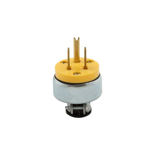Cooper Eaton 15A armored vinyl plug with #18-12 AWG wires, 125V wiring device showing metal and plastic construction