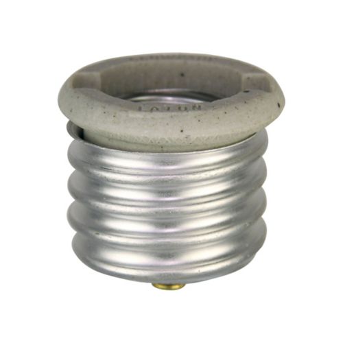 Eaton porcelain keyless socket reducer from mogul to medium base, wiring device by Cooper, showing the socket and reducer fitting.