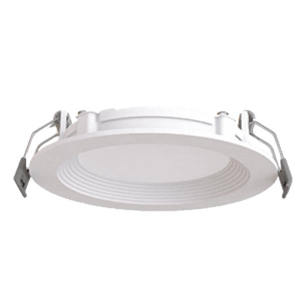 Green Creative LED 4-inch canless wafer fixture with CCT selectability, baffled design, dual dimmable, 8W, Multifit series.