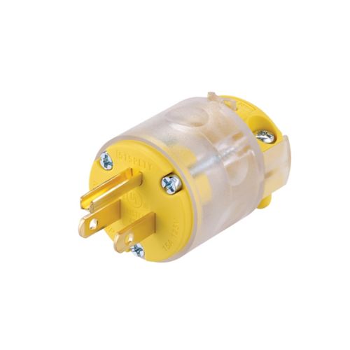Cooper Eaton 15A straight blade power plug with green LED indicator light, 125V wiring device for reliable electrical connections.