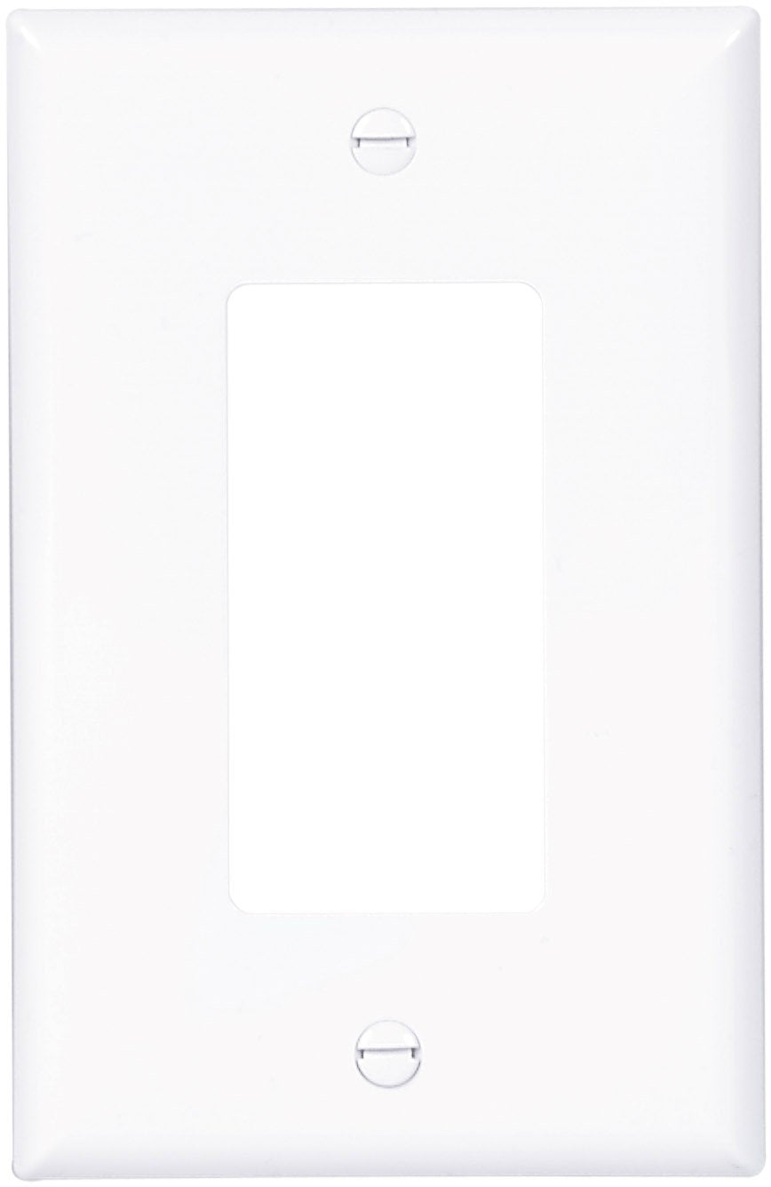 Set of 10 white Cooper Eaton mid-size single gang decorator wallplates, ideal for covering wall outlet openings with a sleek finish.