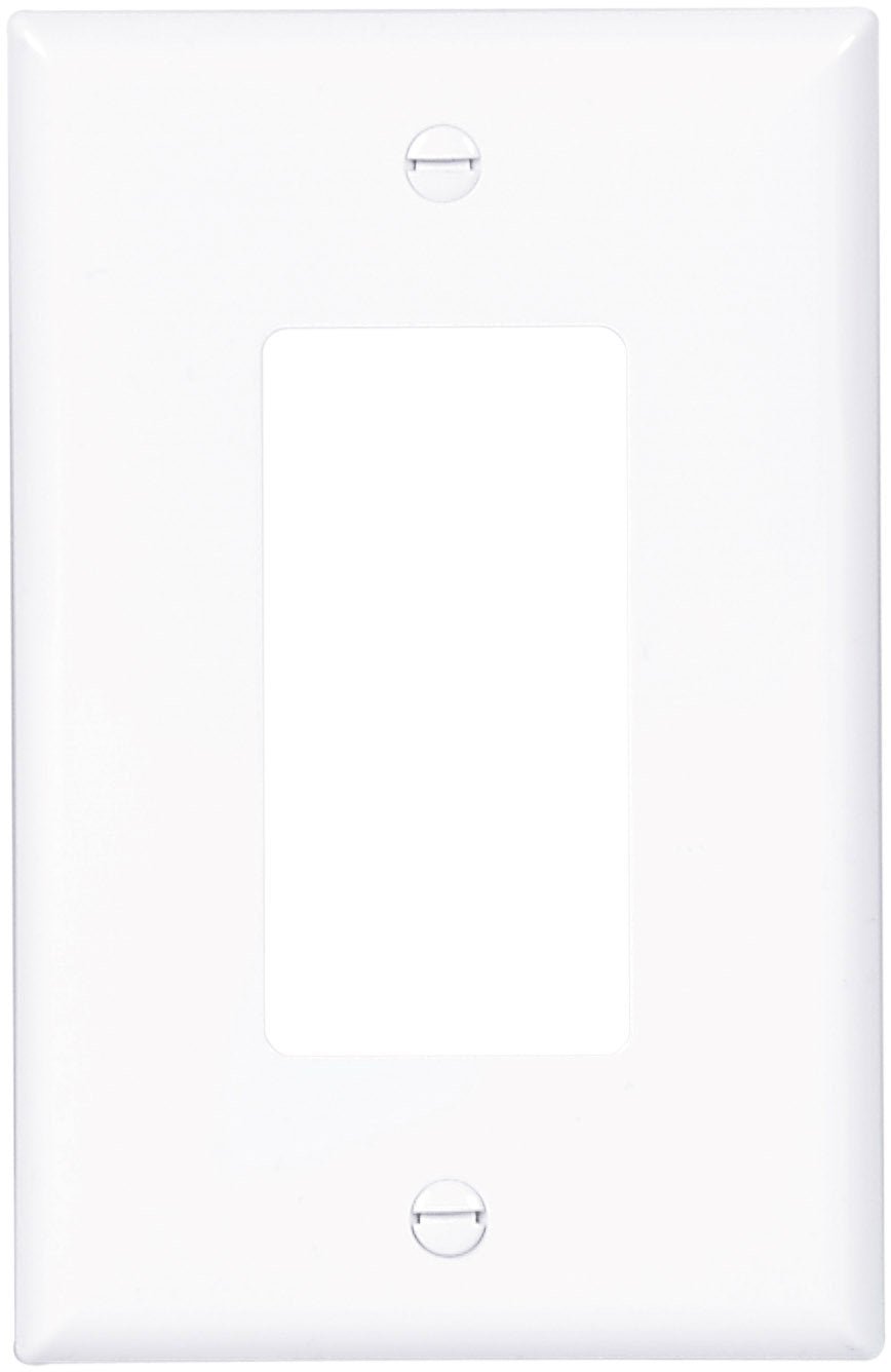 Set of 10 white Cooper Eaton mid-size single gang decorator wallplates, ideal for covering wall outlet openings with a sleek finish.