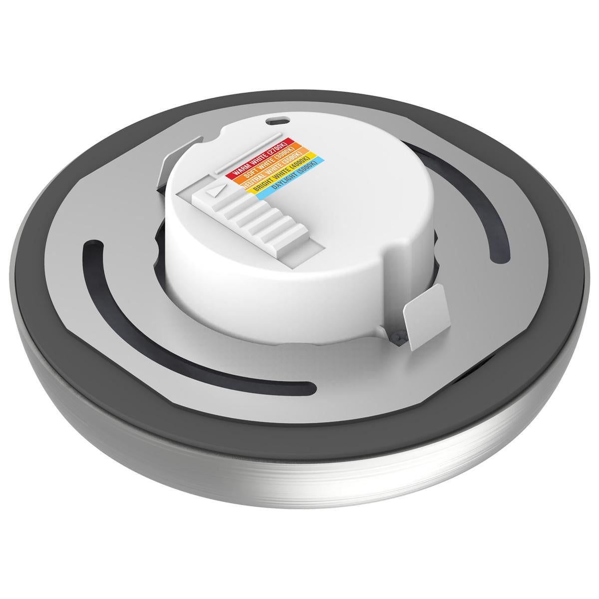 Brushed Nickel 9W; 5in; LED Fixture; CCT Selectable; Round Shape - Green Lighting Wholesale, INC