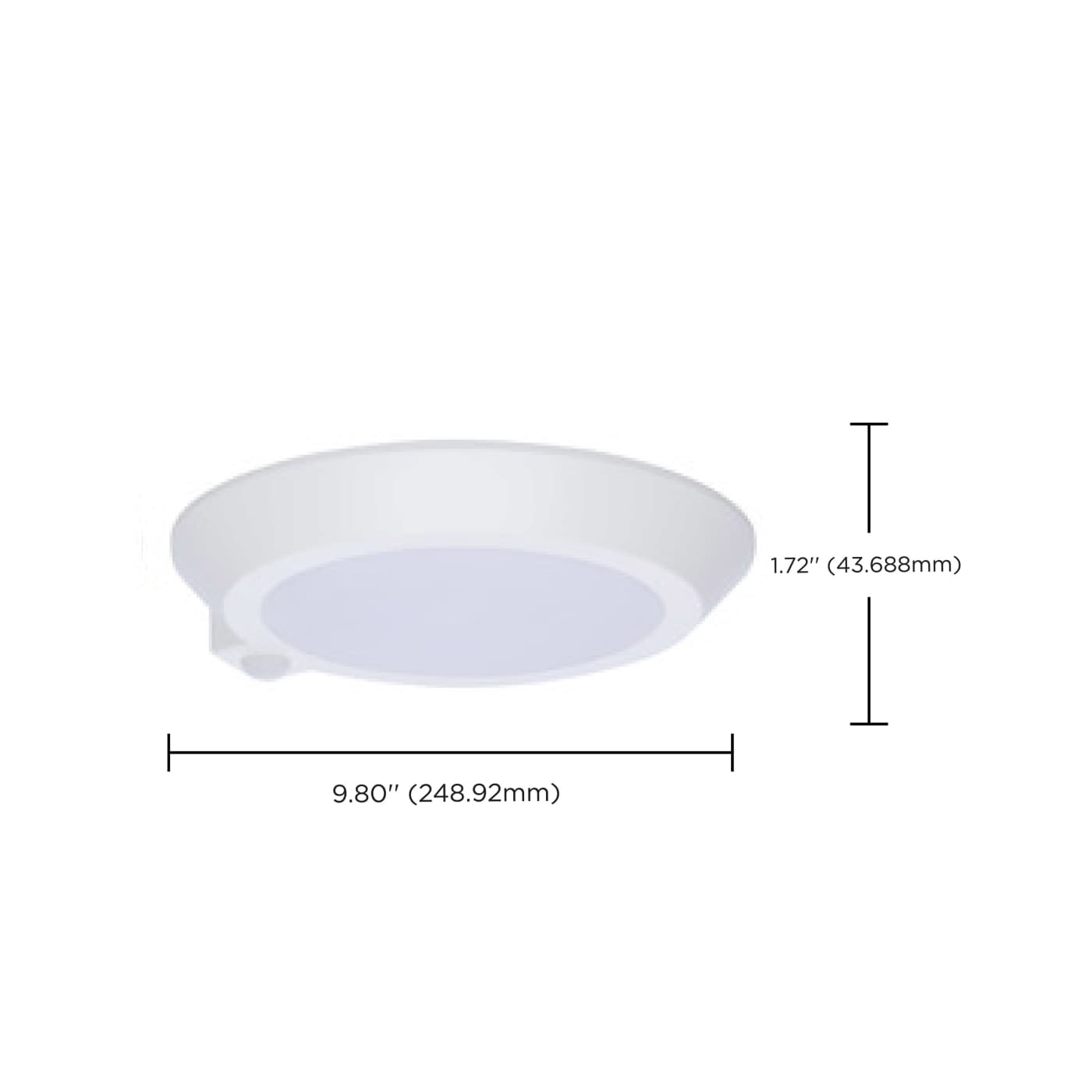 Satco 10-inch white surface mount LED disk ceiling light with occupancy sensor and adjustable CCT settings.