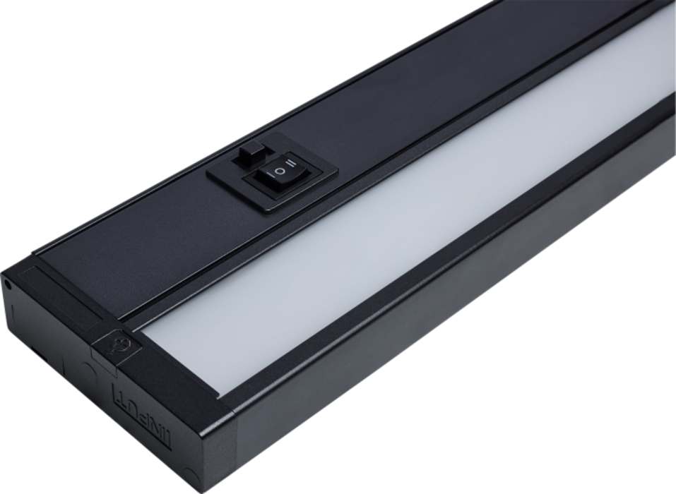 Satco LED dark bronze under cabinet lighting fixture, 17W, 28-inch, 120V with adjustable color temperatures 30K-50K.