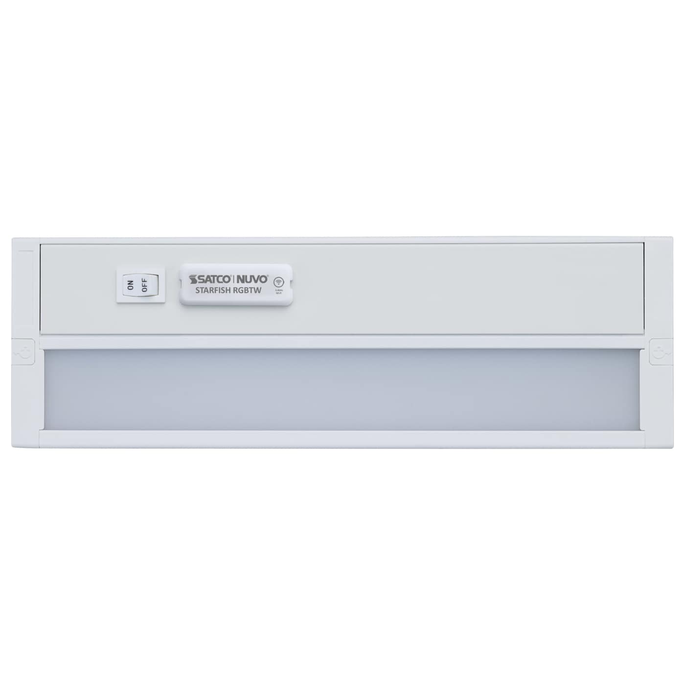 Satco 11-inch LED under cabinet light with RGB and tunable white options in a sleek white finish.