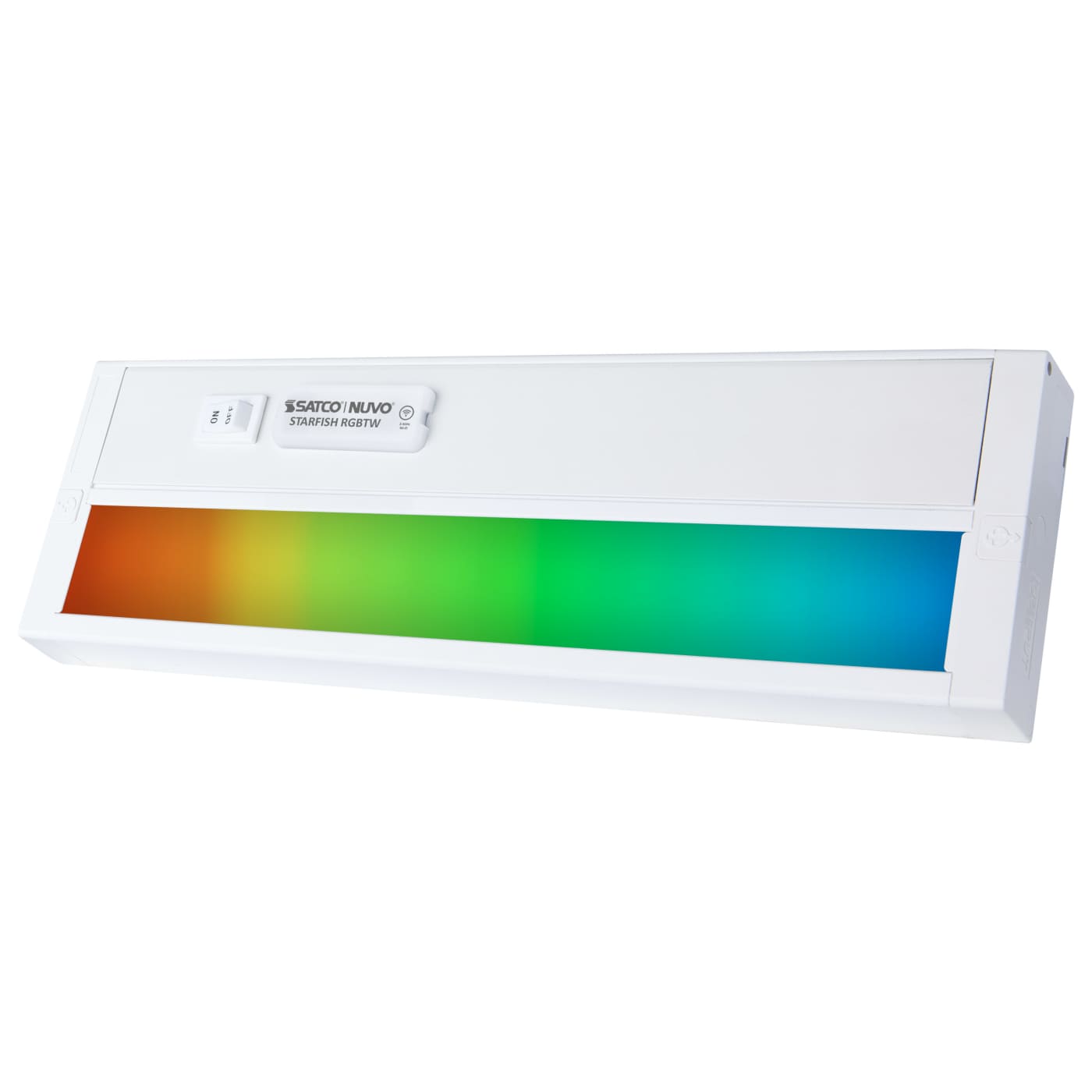 Satco 11-inch LED under cabinet light with RGB and tunable white options in a sleek white finish.