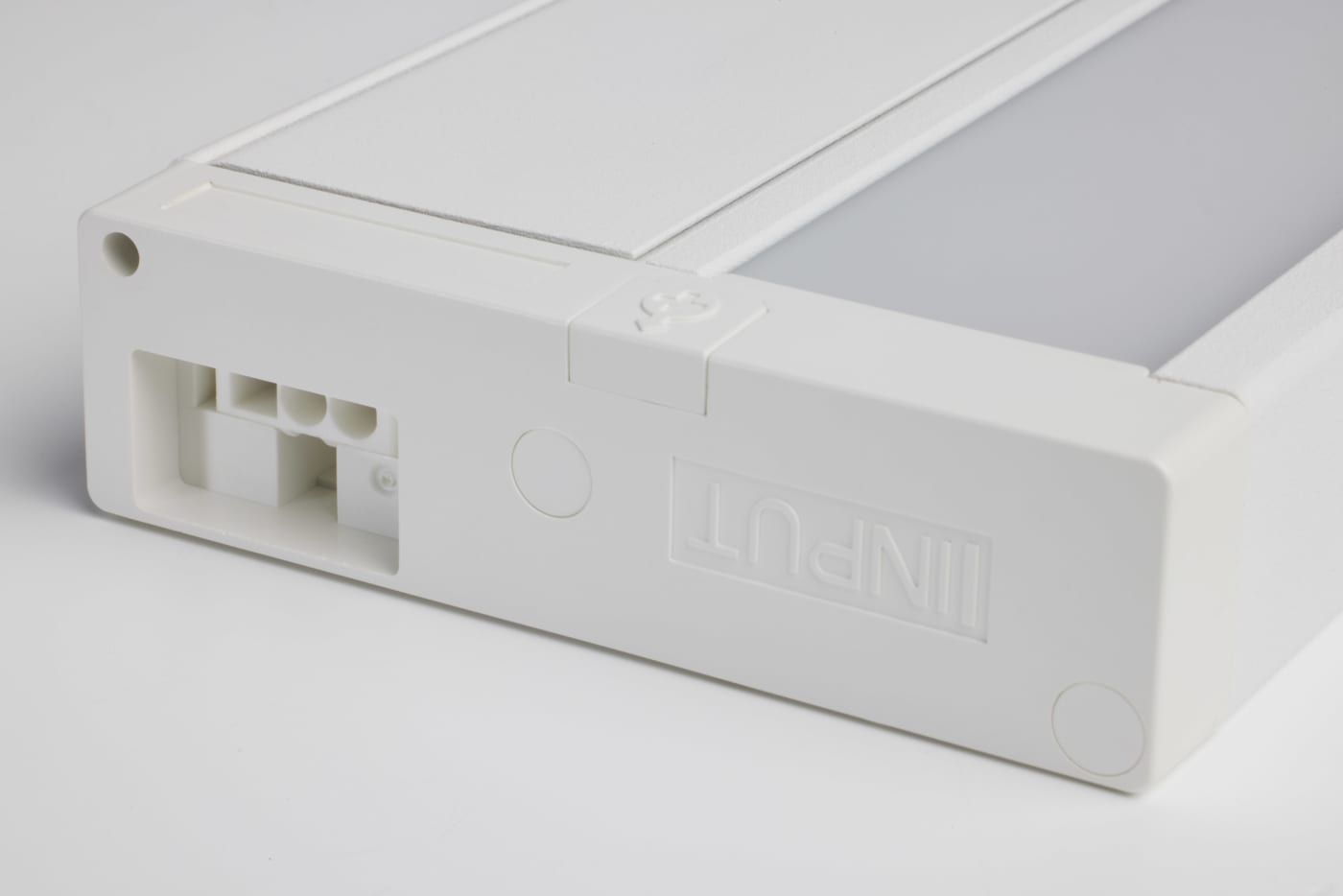 Satco 34-inch LED under cabinet light with RGB and tunable white, white finish, ideal for kitchen or workspace lighting.