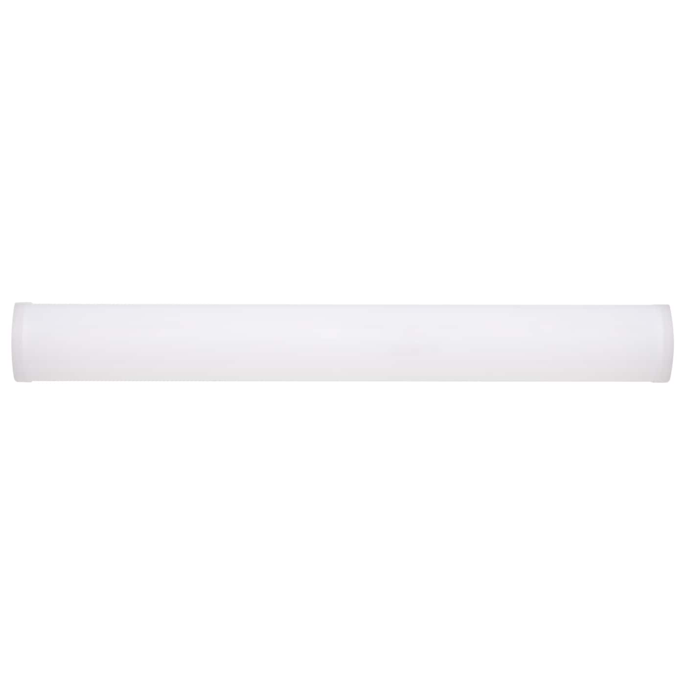 White 2-foot LED linear strip light with OCC sensor from Satco, ideal for energy-efficient lighting and adjustable CCT.