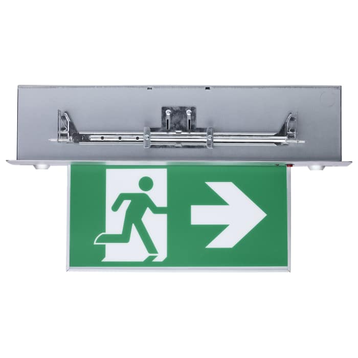 Running Man Green Combo Edge Lit Emergency Light; 120-347V; Single/Dual Face - Satco