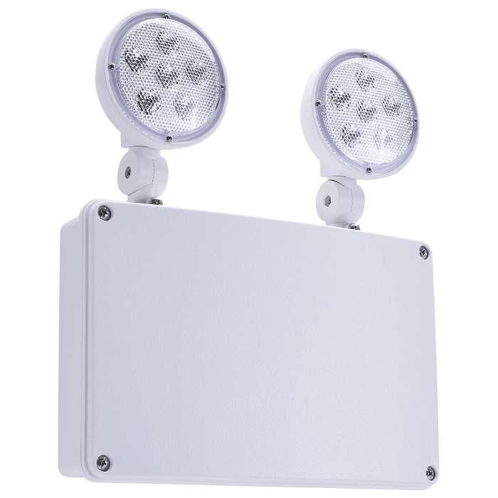 LED Wet Location Emergency Light; 120-347V; 2HR Backup; Universal Mounting; White Finish