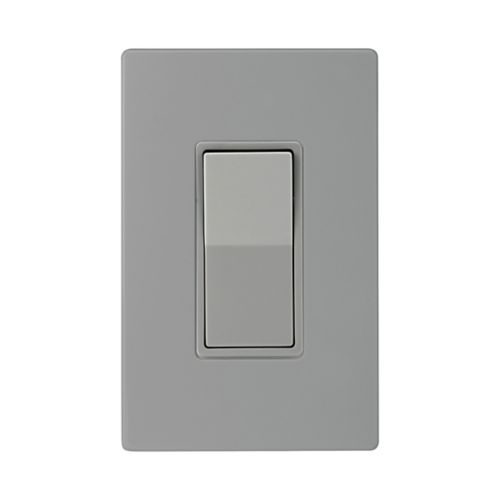 Eaton 15A Gray Decora single-pole switch from Cooper, standard grade wiring device for 120/277V electrical control.