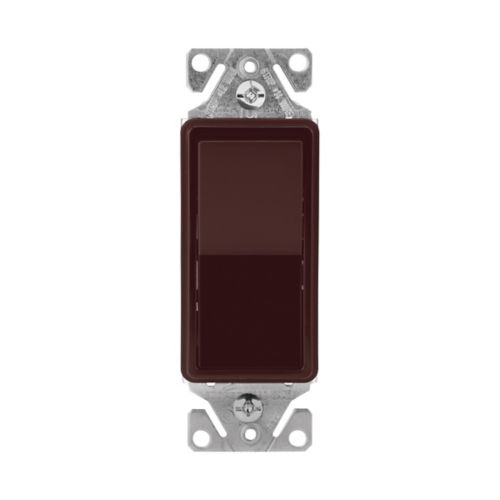 Eaton Premium brown 15A 3-way decorator switch by Cooper, showing the wiring device with switch and wiring terminals.