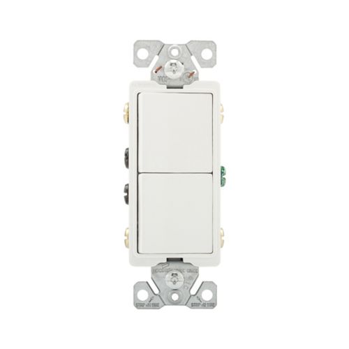Eaton 15A Commercial Grade Combo Decora 3 Way Switch in White- 120/277 - Cooper