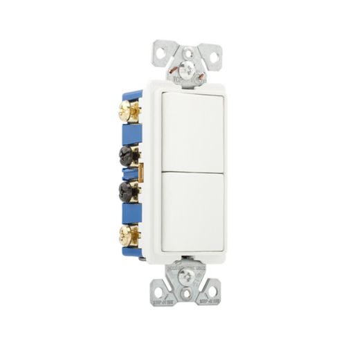 Eaton 15A Commercial Grade Combo Decora 3 Way Switch in White- 120/277