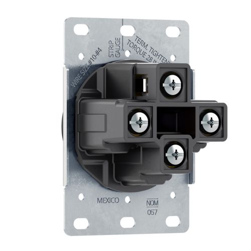 Black Eaton flush mount 30A receptacle, heavy duty wiring device from Cooper, rated 125/250V for secure electrical connections.