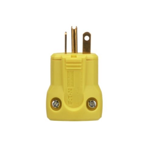 Cooper Eaton Quick Grip straight blade plug with #18-12 AWG wiring, 20A, 250V industrial wiring device for secure connections