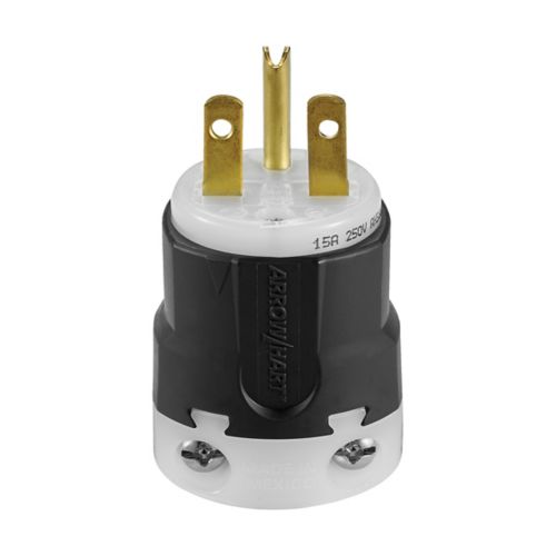 Eaton Arrow Hart Ultra Grip 15A Straight Blade Plug, #18 - #12 AWG, Industrial, 250V