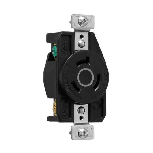 Eaton 20A color-coded locking receptacle in gray and black, industrial wiring device with Ultra Grip for secure connections