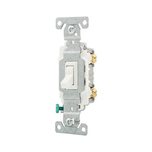 Eaton 15A Commercial Toggle Switch in White- Flush mount, 120/277V - Cooper
