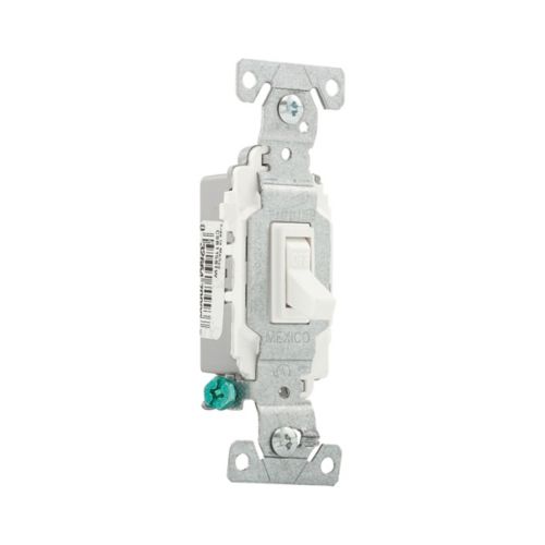 Eaton 15A Commercial Toggle Switch in White- Flush mount, 120/277V - Cooper