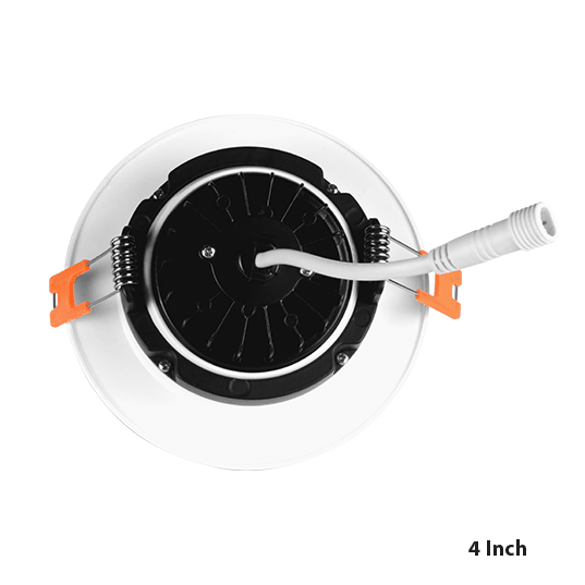 Nicor 4-inch oil-rubbed bronze LED wafer light with adjustable gimbal and CCT, featuring a sleek, modern design and versatile lighting.