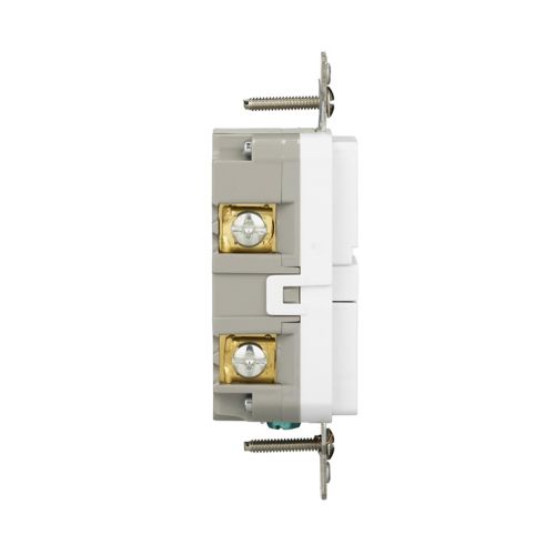 White Eaton Self-Test GFCI outlet with 15A, 125V slim design, designed for wiring devices by Cooper.