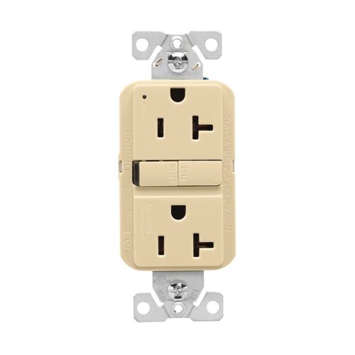 Eaton Self-Test GFCI, 20A, 125V, Ivory, Slim Design - Cooper