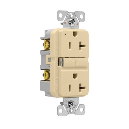 Eaton Self-Test GFCI, 20A, 125V, Ivory, Slim Design - Cooper