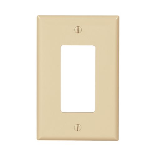 Ivory Eaton GFCI wallplate for single-gang wiring devices by Cooper, designed for mid-size decorator electrical outlets.