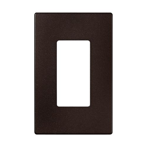 Eaton oil rubbed bronze single-gang decora wallplate by Cooper, showing a sleek wallplate with a smooth bronze finish and no screws.