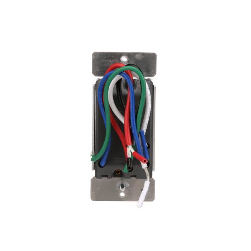 Eaton Z-Wave Plus white decorator switch by Cooper, 15A, 120V, single-pole and three-way wiring device, mounted on wall.
