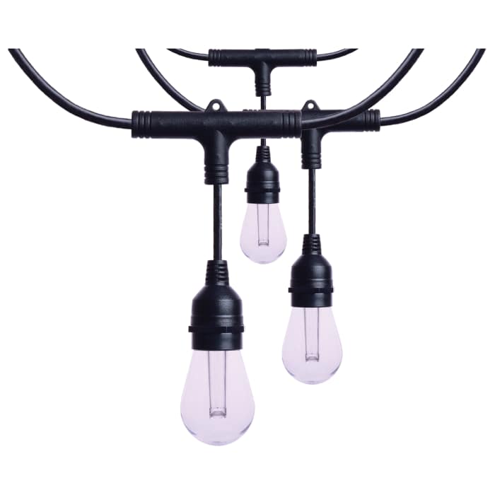 48ft RGB LED String Lights with 15 S14 Lamps - Black, 120V
