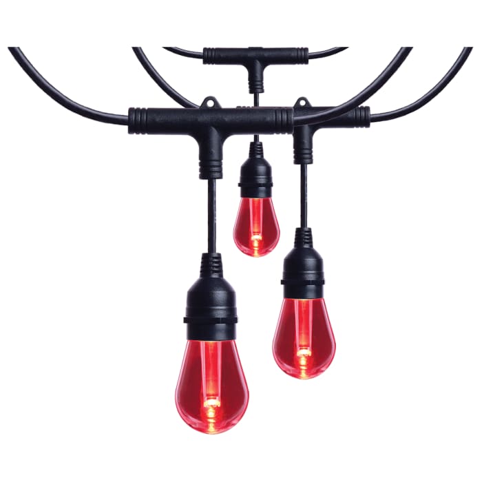 48ft RGB LED String Lights with 15 S14 Lamps - Black, 120V
