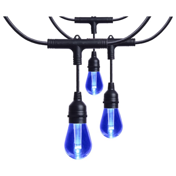 48ft RGB LED String Lights with 15 S14 Lamps - Black, 120V