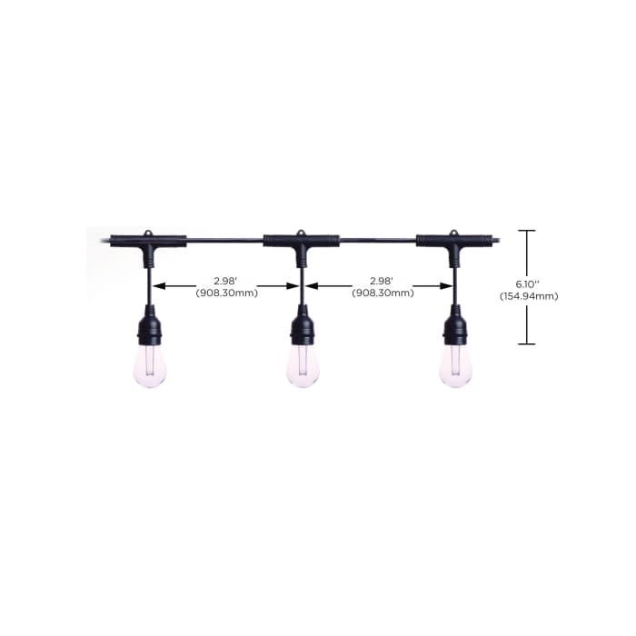48ft RGB LED String Lights with 15 S14 Lamps - Black, 120V