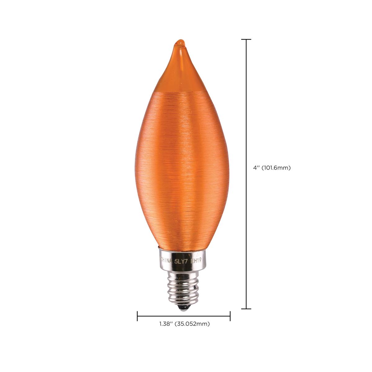 Satin Spun Amber LED 2 Watt CA11 with Candelabra Base- 2100K