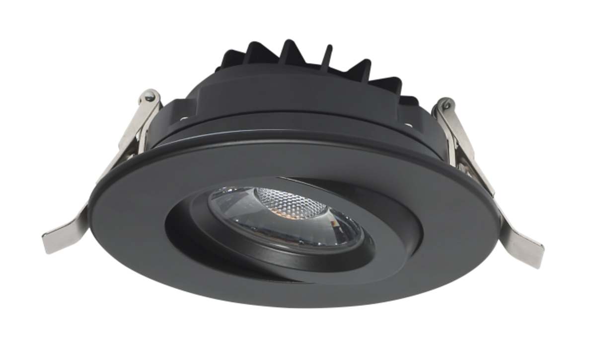 Black 12 Watt LED Direct Wire Downlight; Gimbaled; 4 Inch; 3000K - Green Lighting Wholesale